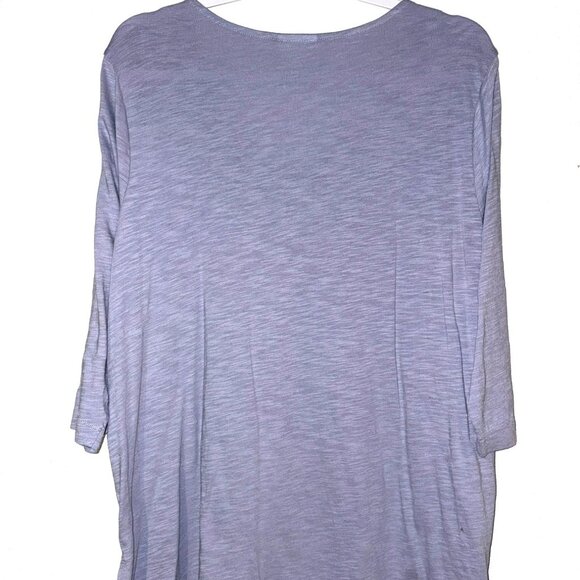 J.Jill Lace Trim V-Neck 3/4 Sleeve Top Light Purple Relaxed Fit Size 1X - Picture 2 of 7